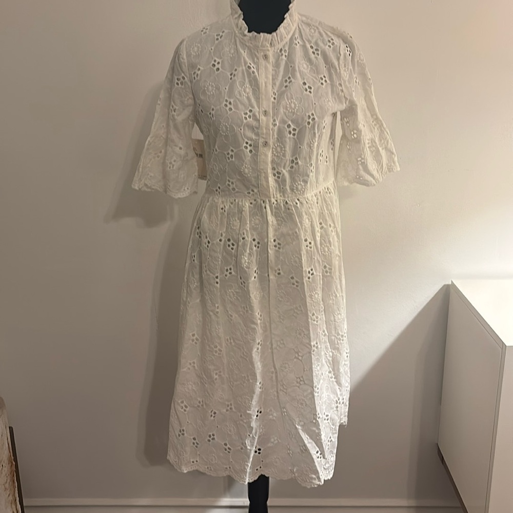 Eyelit lace white dress